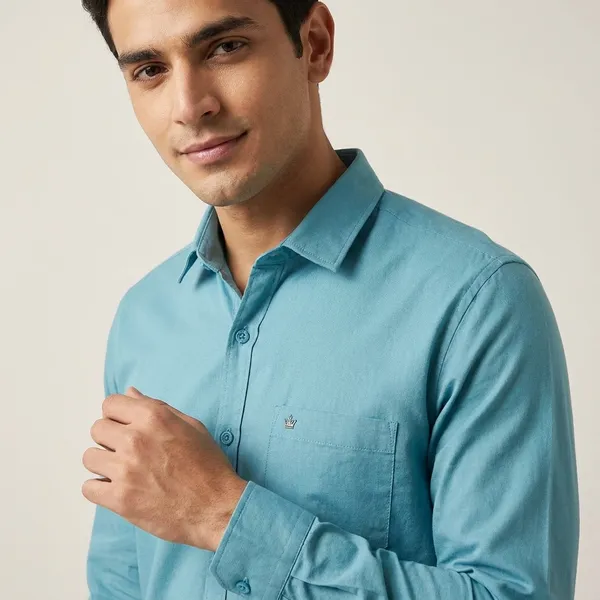 Light_Blue_Cotton_Solid_Shirt_For_Men
