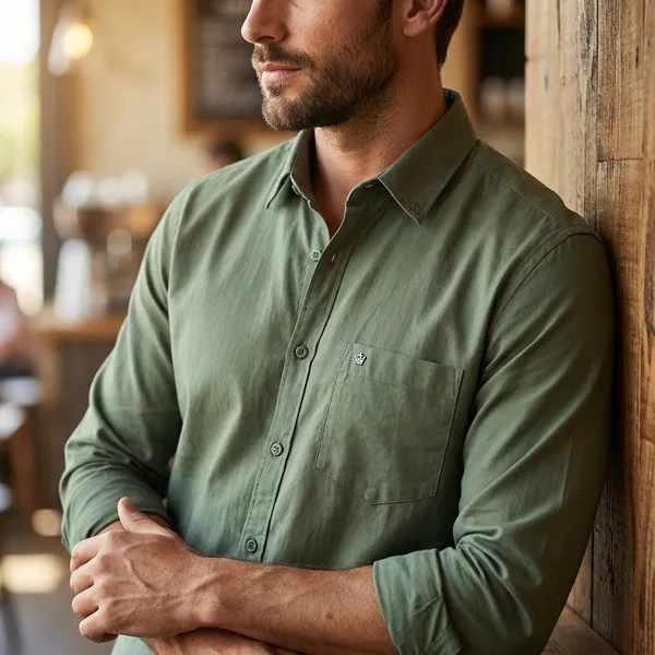 Olive_Green_Cotton_Solid_Shirt_For_Men