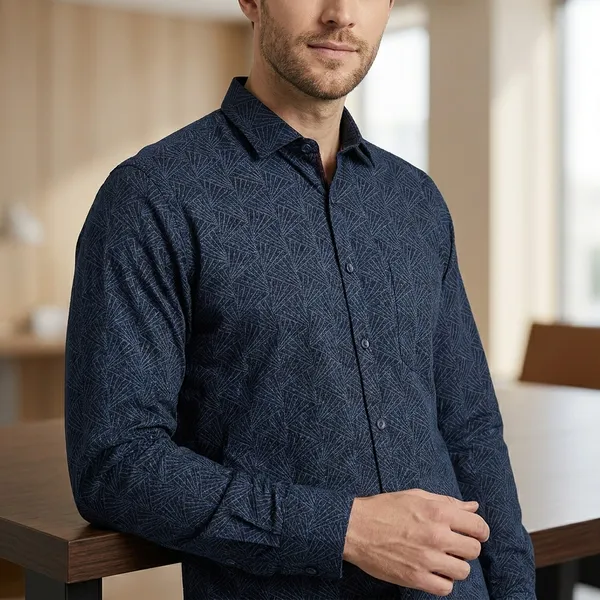 Navy_Blue_Cotton_Printed_Shirt_For_Men