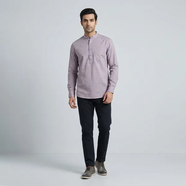 Light_Purple_Cotton_Printed_Kurta_For_Men