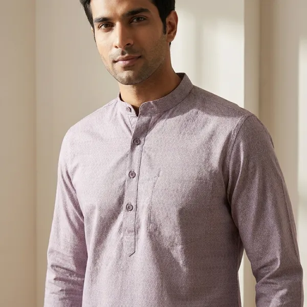Light_Purple_Cotton_Printed_Kurta_For_Men