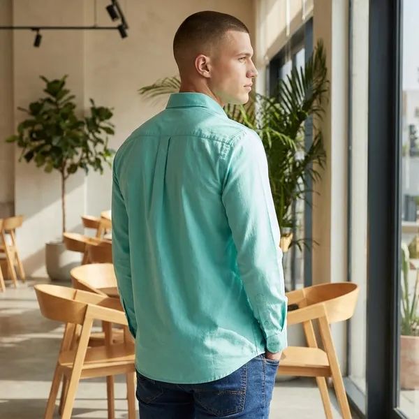 Turquoise_Blue_Cotton_Solid_Shirt_For_Men