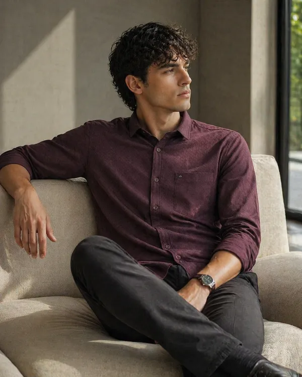 Maroon_Cotton-Lycra_Solid_Shirt_For_Men