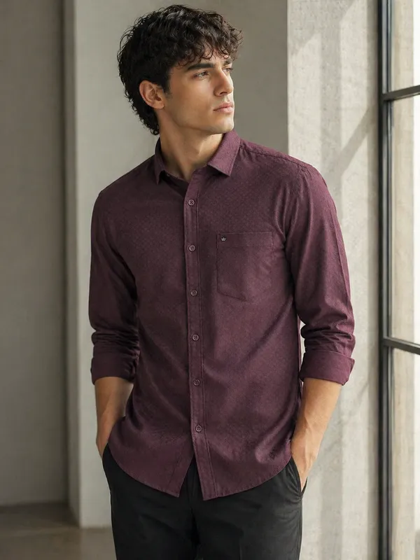Maroon_Cotton-Lycra_Solid_Shirt_For_Men