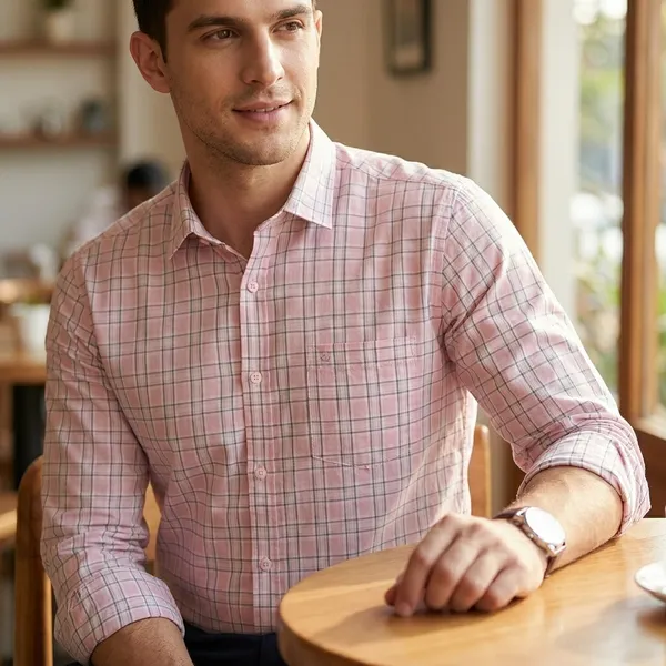 Pink_Cotton_Checkered_Shirt_For_Men