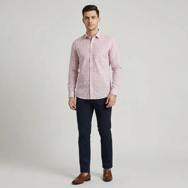 Pink_Cotton_Checkered_Shirt_For_Men