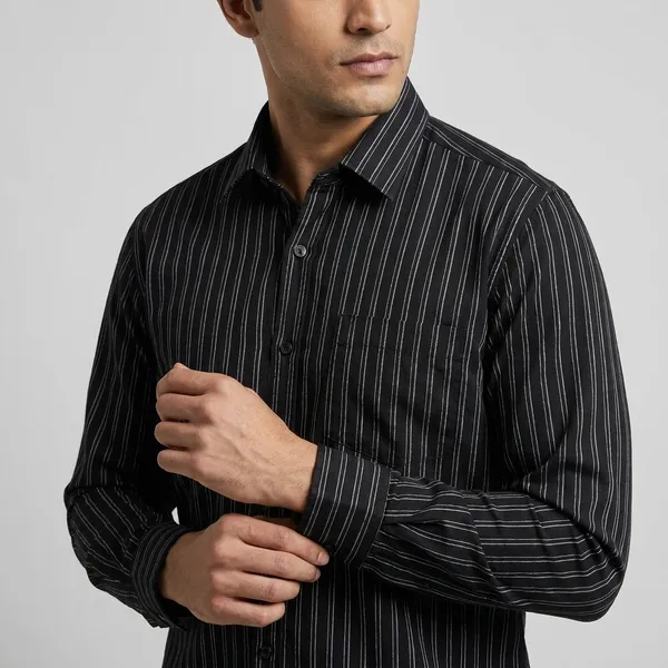 Black_Cotton_Striped_Shirt_For_Men