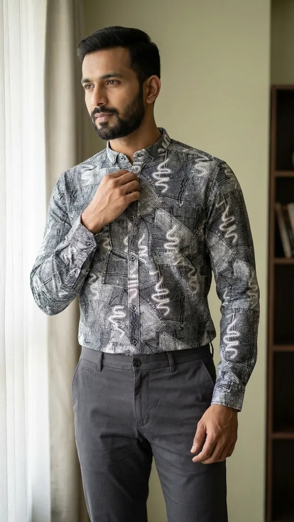 Grey_And_White_Cotton_Printed_Shirt_For_Men