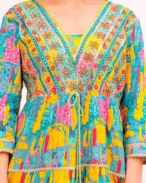 Floral_Print_Anarkali_Suit_Set_With_Yellow_Dupatta_Multicolour