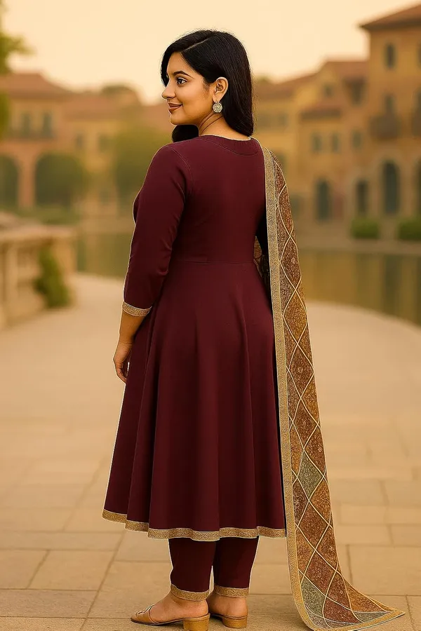 Elegant_Ethnic_Long_Anarkali_Dress_With_Printed_Dupatta_Wine