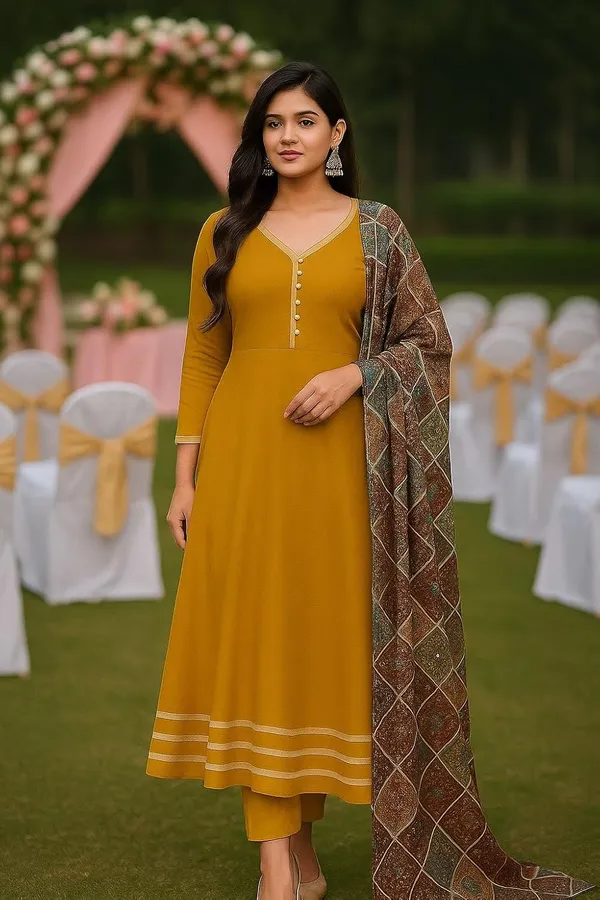 Womens_Elegant_Ethnic_Long_Anarkali_Dress_With_Printed_Dupatta_Full_Sleeves_Button_Detail_Mustard