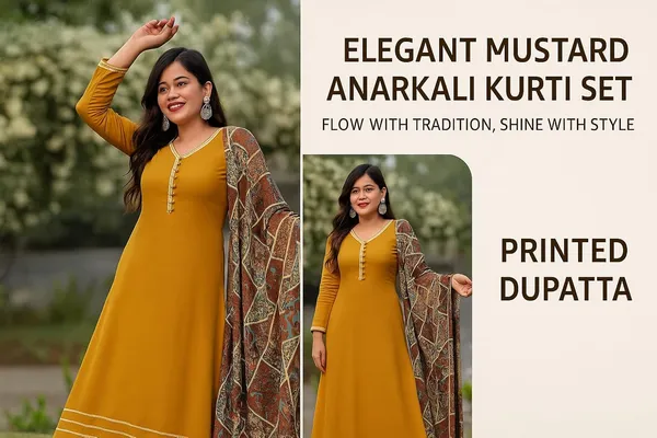 Womens_Elegant_Ethnic_Long_Anarkali_Dress_With_Printed_Dupatta_Full_Sleeves_Button_Detail_Mustard