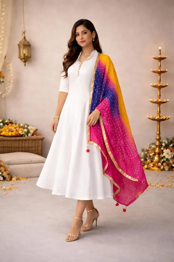 Women_Ethnic_Anarkali_Kurti_With_Bandhani_Dupatta