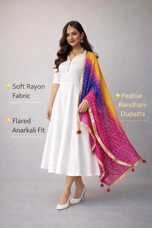Women_Ethnic_Anarkali_Kurti_With_Bandhani_Dupatta