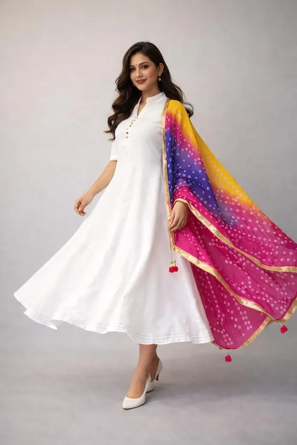 Women_Ethnic_Anarkali_Kurti_With_Bandhani_Dupatta