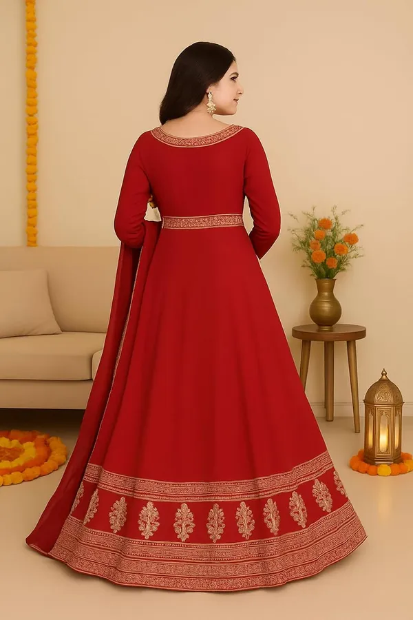 Designer_Womens_Anarkali_Dress_With_Golden_Embroidery_Festive_Wedding_Ethnic_Gown_Red