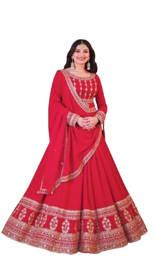 Designer_Womens_Anarkali_Dress_With_Golden_Embroidery_Festive_Wedding_Ethnic_Gown_Red