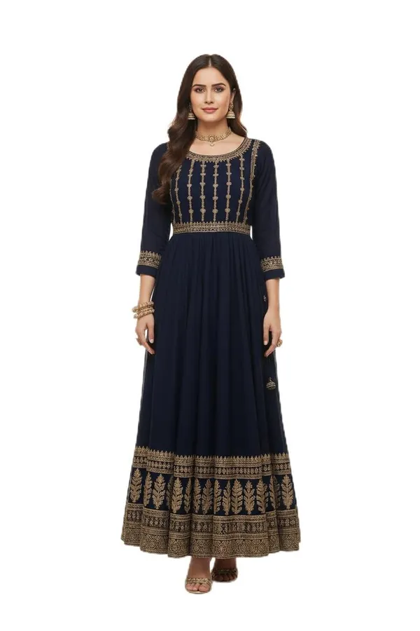 Designer_Womens_Anarkali_Dress_With_Golden_Embroidery_Festive_Wedding_Ethnic_Gown_Floor_Length__Kurta_Black