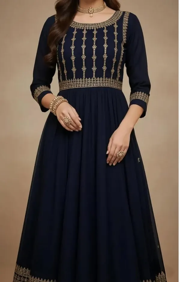Designer_Womens_Anarkali_Dress_With_Golden_Embroidery_Festive_Wedding_Ethnic_Gown_Floor_Length__Kurta_Black