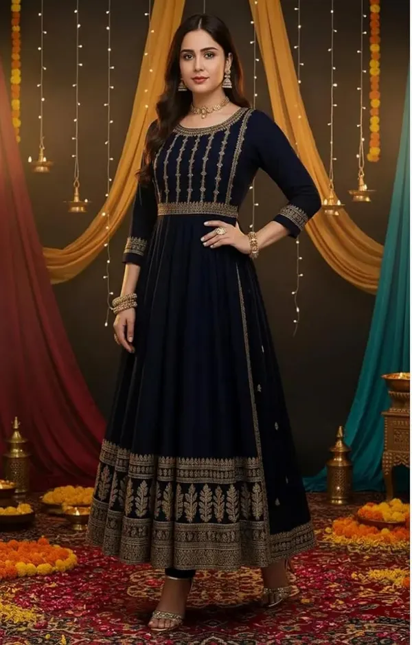 Designer_Womens_Anarkali_Dress_With_Golden_Embroidery_Festive_Wedding_Ethnic_Gown_Floor_Length__Kurta_Black