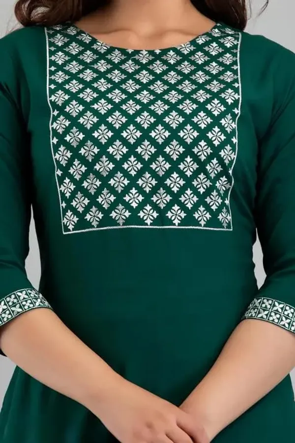 Womens_Embroidered_Cotton_Kurti_Emerald_Green