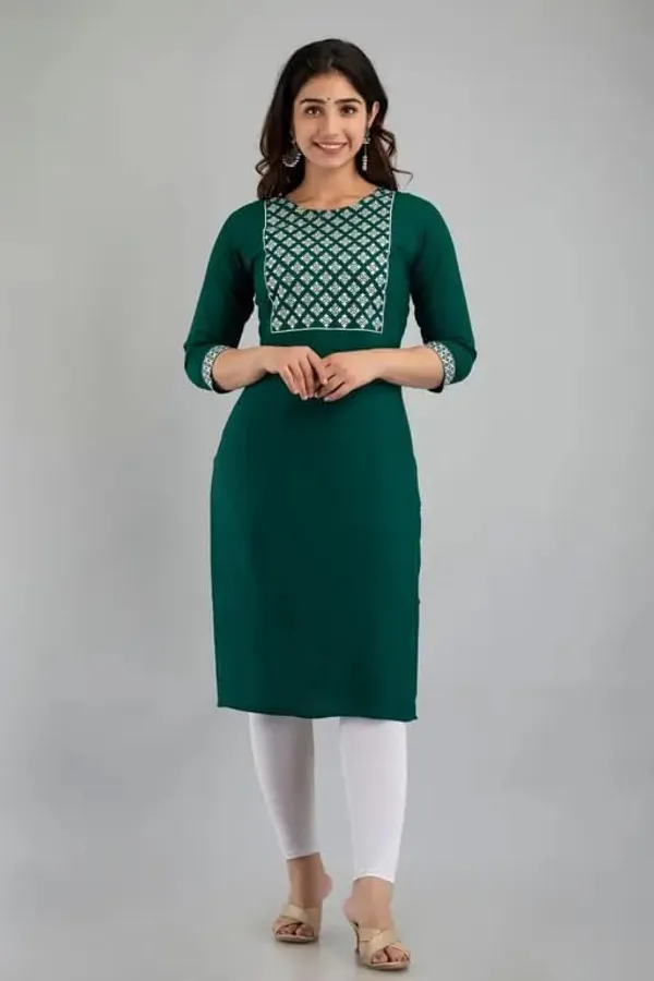 Womens_Embroidered_Cotton_Kurti_Emerald_Green