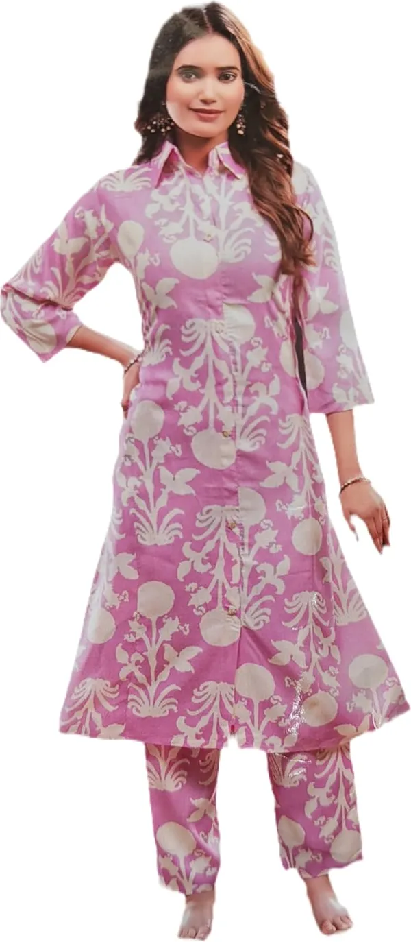 Womens_Cotton_Co-ord_Set_Pink_And_White_Damask_Print_Pink