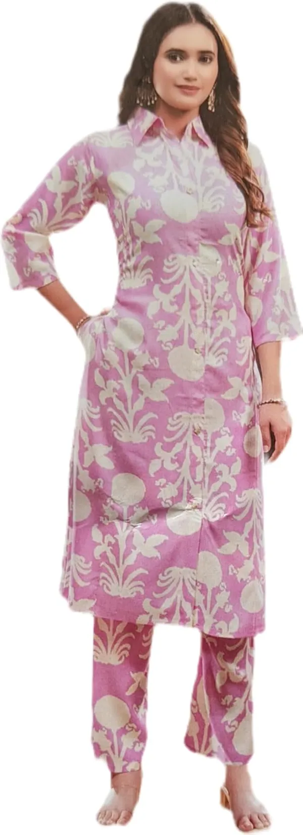Womens_Cotton_Co-ord_Set_Pink_And_White_Damask_Print_Pink