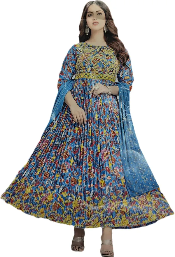 Womens_Ethnic_Floral_Printed_Anarkali_Gown_Cyan_Blue