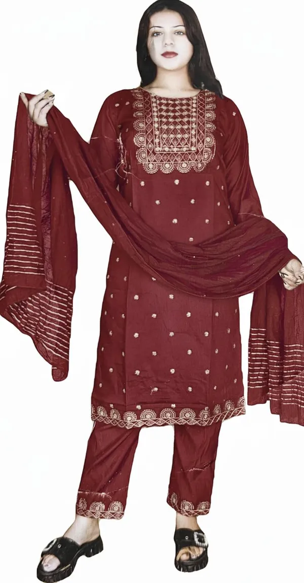 Womens_Salwar_Kameez_Roman_Silk_Set_Gold_Embroidered_Maroon