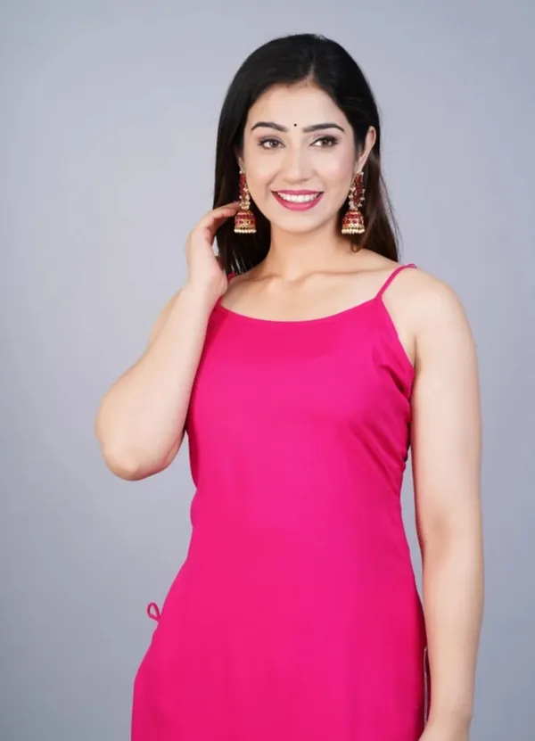 Womens_Designer_Strappy_Kurta_With_Sharara_Set_Rayon_Fabric_Pink