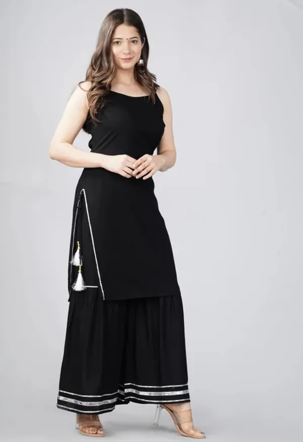 Womens_Designer_Strappy_Kurta_With_Sharara_Set_Rayon_Fabric_Black