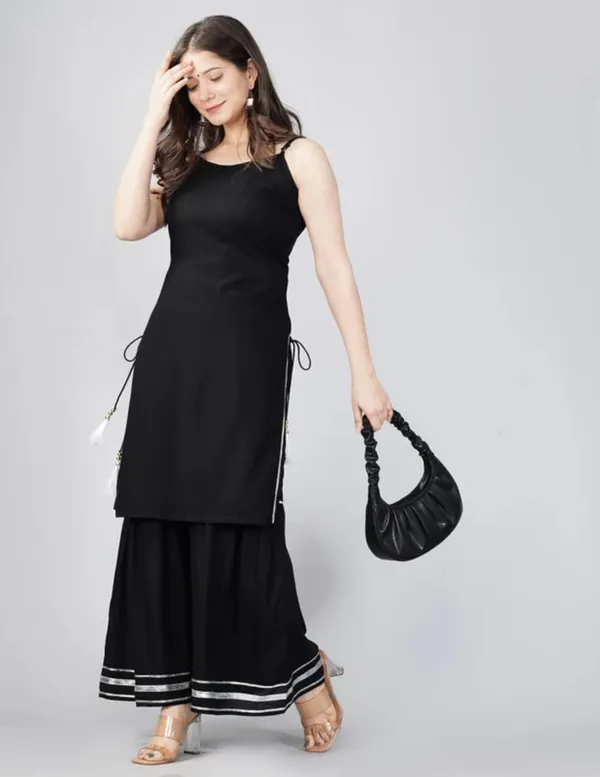 Womens_Designer_Strappy_Kurta_With_Sharara_Set_Rayon_Fabric_Black