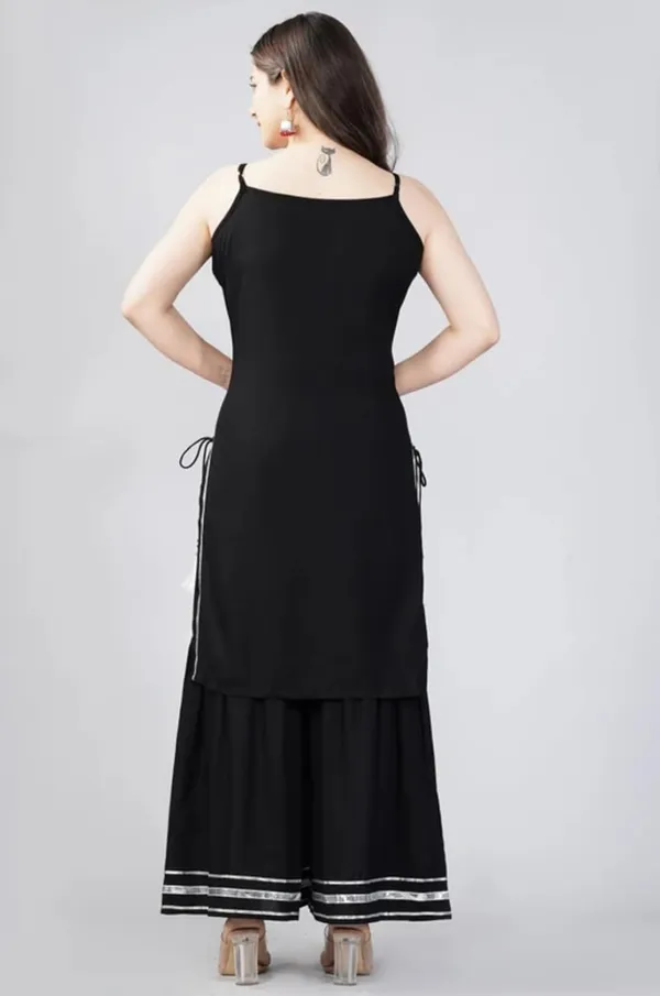 Womens_Designer_Strappy_Kurta_With_Sharara_Set_Rayon_Fabric_Black