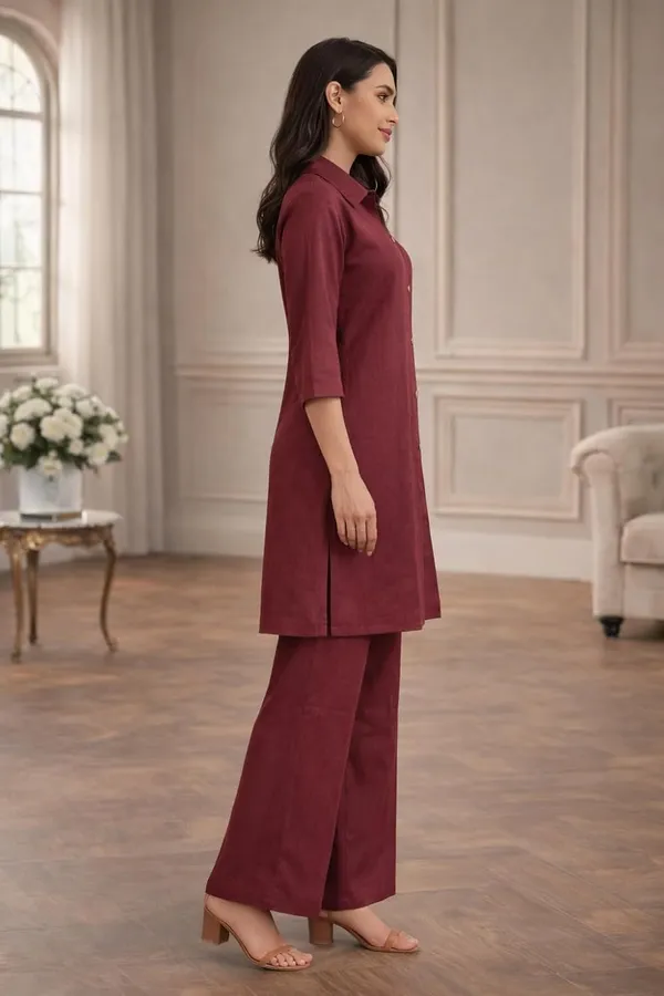 Womens_Solid_Co-ord_Set_Maroon