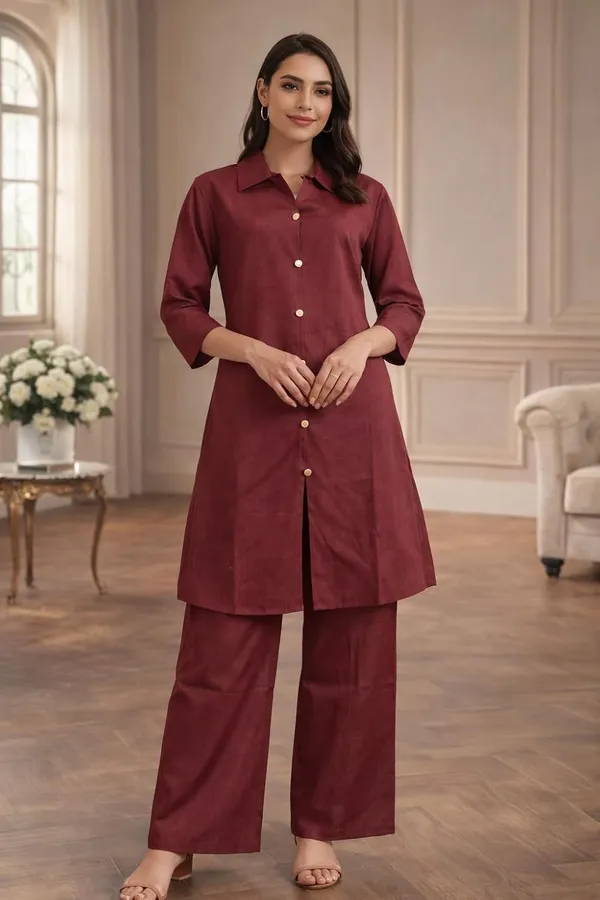 Womens_Solid_Co-ord_Set_Maroon