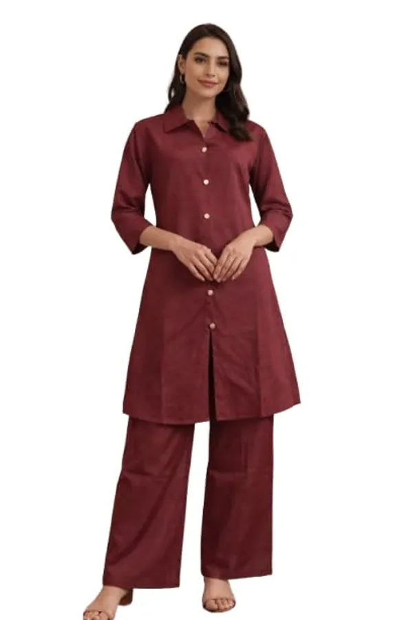 Womens_Solid_Co-ord_Set_Maroon