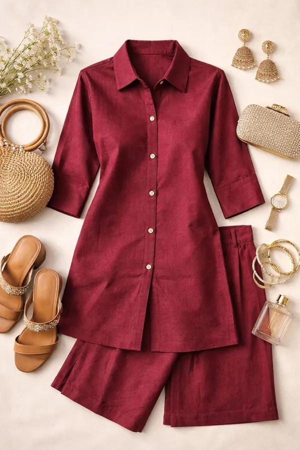 Womens_Solid_Co-ord_Set_Maroon