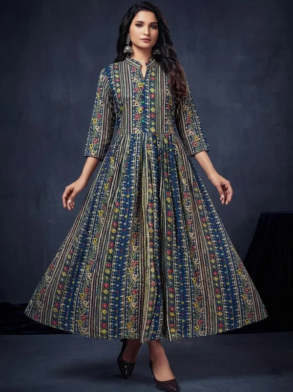 Womens_Ethnic_Printed_Long_Ankle_Length_Dress_Premium_Rayon_Festive_Wear_Navy_Blue