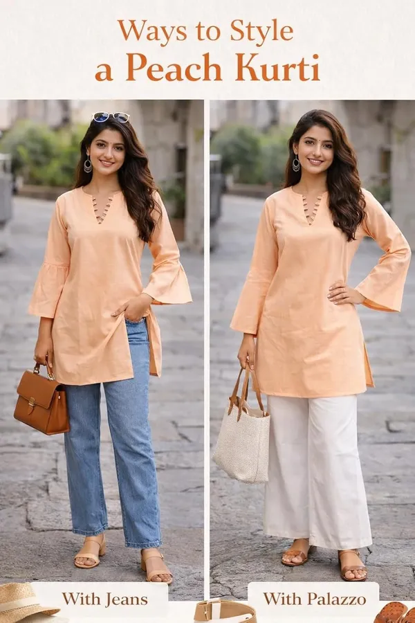 Women_Cotton_Blend_Short_Kurti_Top_With_Bell_Sleeves_Peach