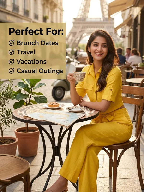 The_XOXO_Women’s_Solid_Yellow_Co-Ord_Set_|_Open_Button_Crop_Shirt_Top_&_Wide_Leg_Pants_Set_|_Casual_Summer_Co-Ord_Outfit_for_Women_|_Trendy_Matching_Two_Piece_Set