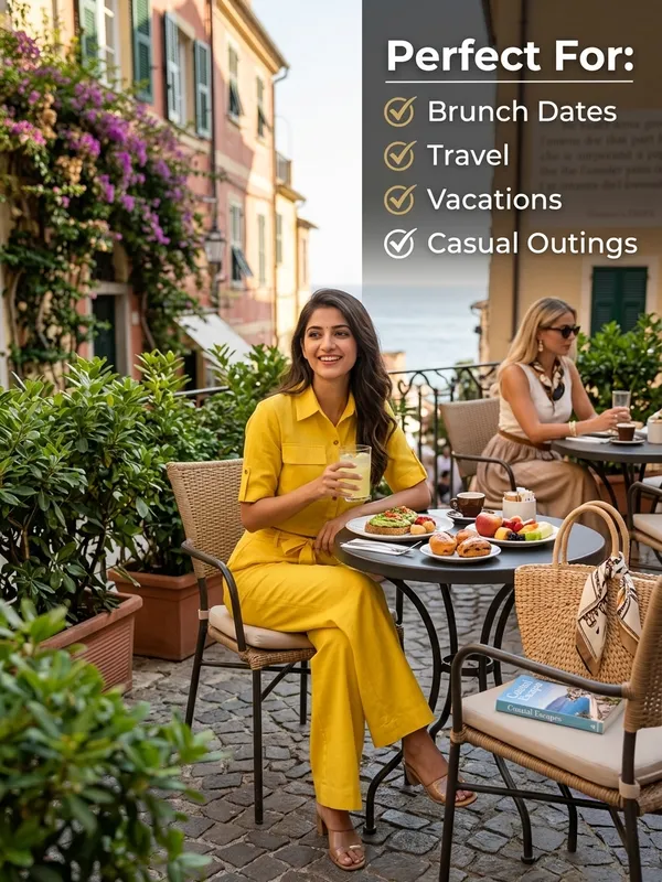 The_XOXO_Women’s_Solid_Yellow_Co-Ord_Set_|_Open_Button_Crop_Shirt_Top_&_Wide_Leg_Pants_Set_|_Casual_Summer_Co-Ord_Outfit_for_Women_|_Trendy_Matching_Two_Piece_Set
