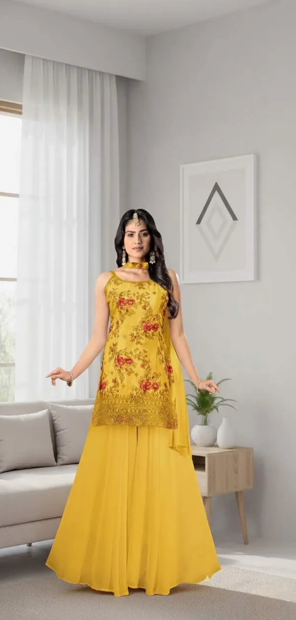 The_XOXO_Women's_Georgette_Floral_Printed_Sharara_Suit_Set_|_Strappy_Kurti_with_Matching_Sharara_&_Dupatta_|_Ethnic_Party_Wear_Kurta_Set_for_Women_|_3-Piece_Outfit
