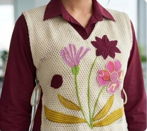 The_Xoxo_Women_Cotton_Kurta_Pant_Set_with_Floral_Thread_Embroidered_Koti,_3/4_Sleeve_Collared_Kurta,_Wine_Maroon_Ethnic_Wear_Co-Ord_Set
