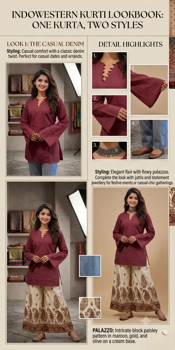Women_Cotton_Blend_Short_Kurti_Top_with_Bell_Sleeves_&_Corset_Tie-Up_Back_|_Stylish_Designer_Neckline_Ethnic_Tunic_Kurta_for_Casual_Wear,_Office_&_Indo-Western_Styling