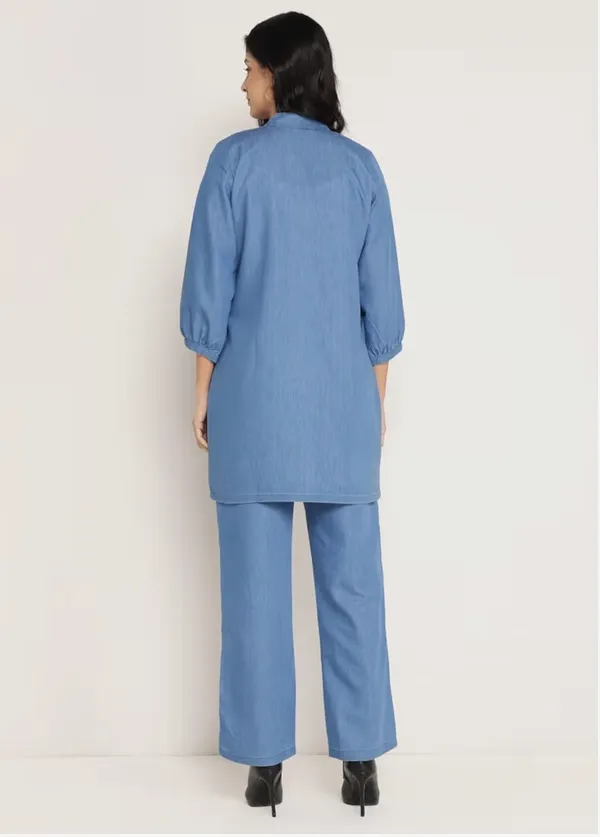 Women’s_Denim_Blue_Embroidered_Co-Ord_Set_|_Ethnic_Fusion_Kurti_&_Pant_Set_for_Casual_&_Office_Wear