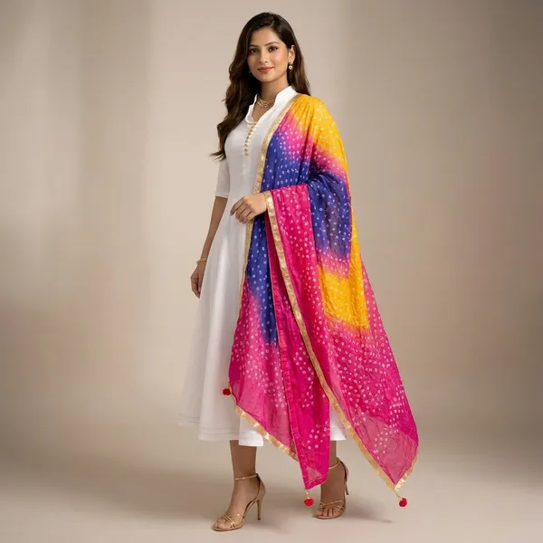 Women_Ethnic_Anarkali_Kurti_With_Bandhani_Dupatta