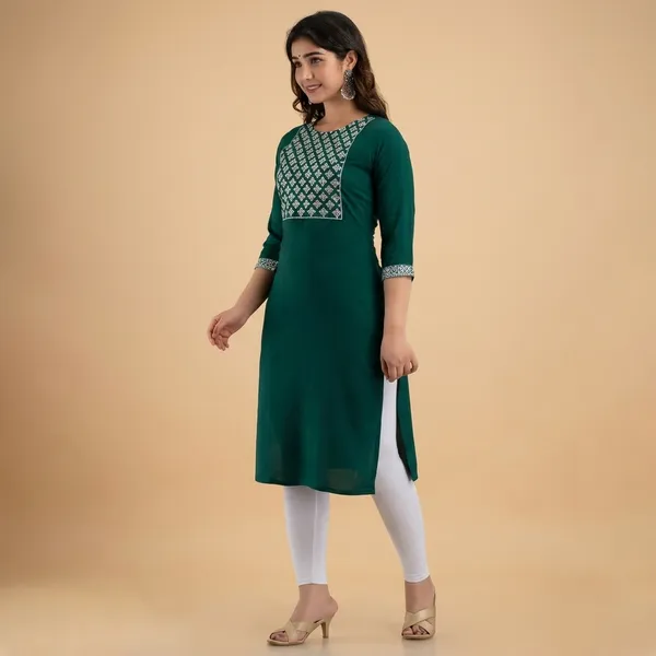 Womens_Embroidered_Cotton_Kurti_Emerald_Green