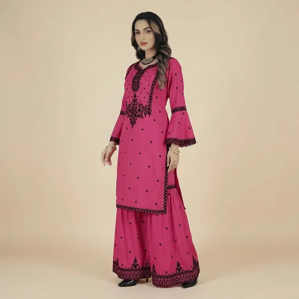Womens_Embroidered_Kurta_Sharara_Set_With_Bell_Sleeves_Pink