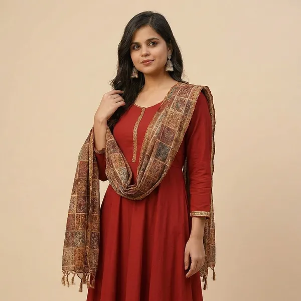 Womens_Elegant_Ethnic_Long_Anarkali_Dress_With_Printed_Dupatta_Red